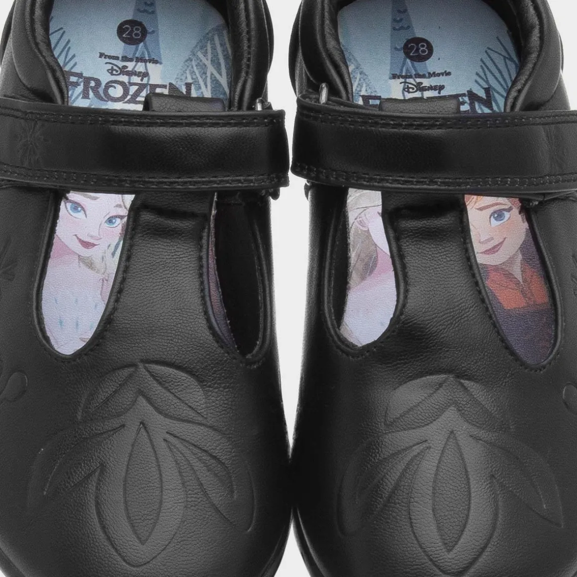 Disney Frozen Girls Black T-Bar School Shoe