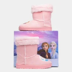 Disney Frozen Kids Pink Faux Fur Ankle Boot