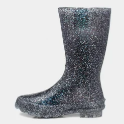Flurry Girls Black Glitter Welly