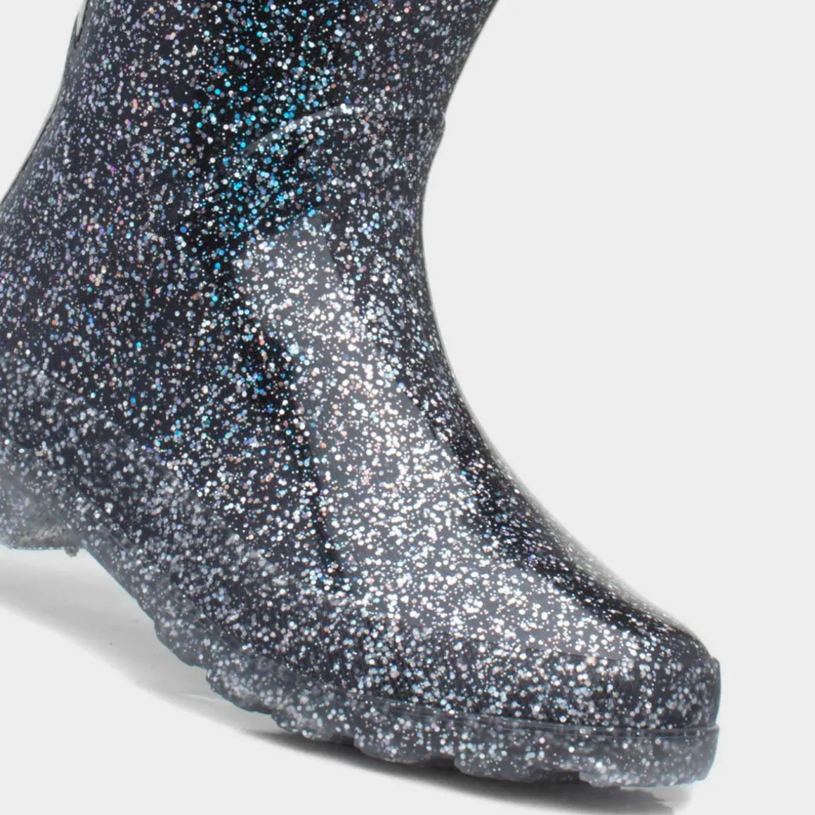 Flurry Girls Black Glitter Welly