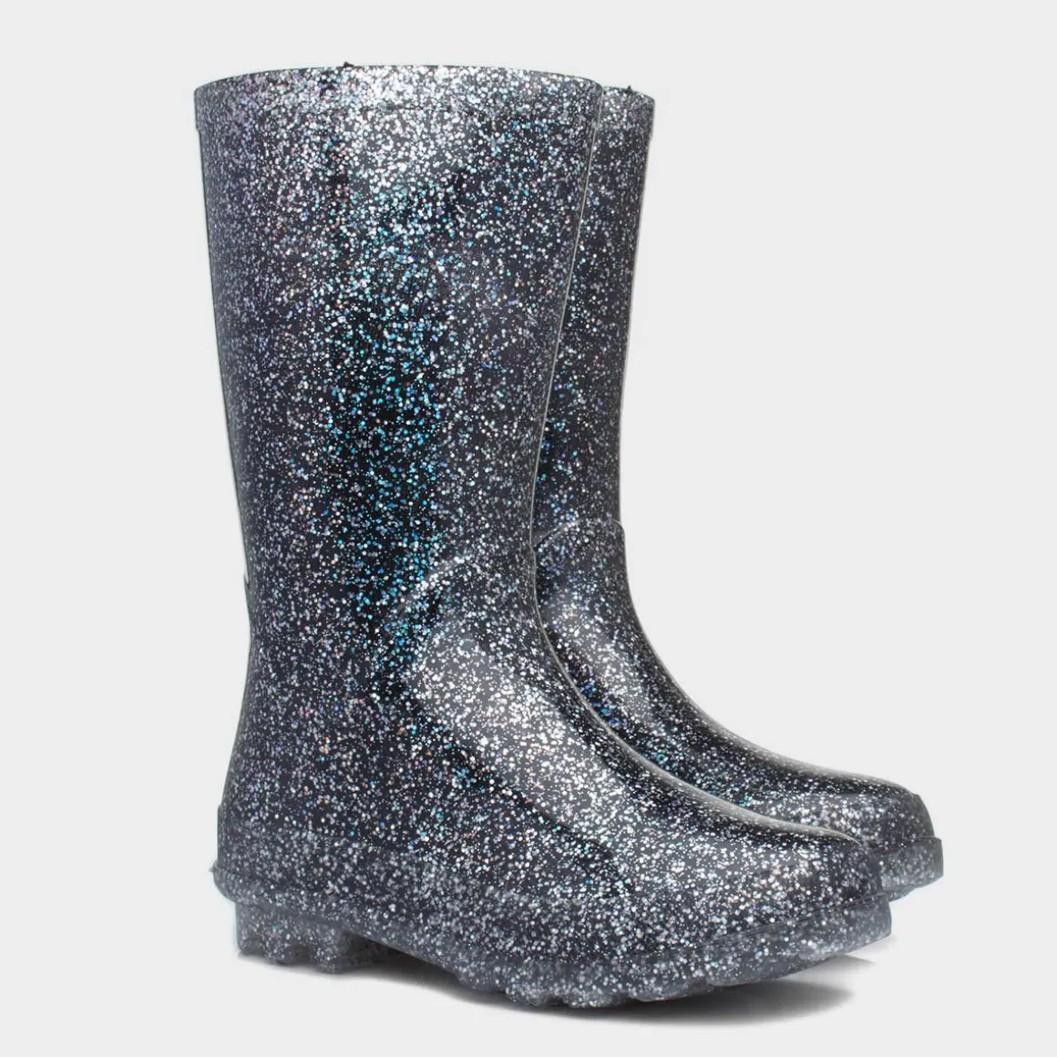 Flurry Girls Black Glitter Welly