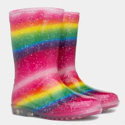 Girls Multi Rainbow Glitter Welly