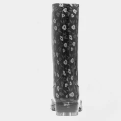 Haze Womens Black Flower Print Welly