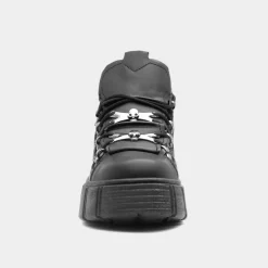 Heart Char Womens Black Chunky Trainer
