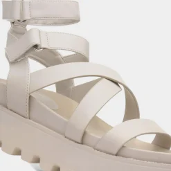 Heart Cynthia Womens Beige Strappy Chunky Sandal