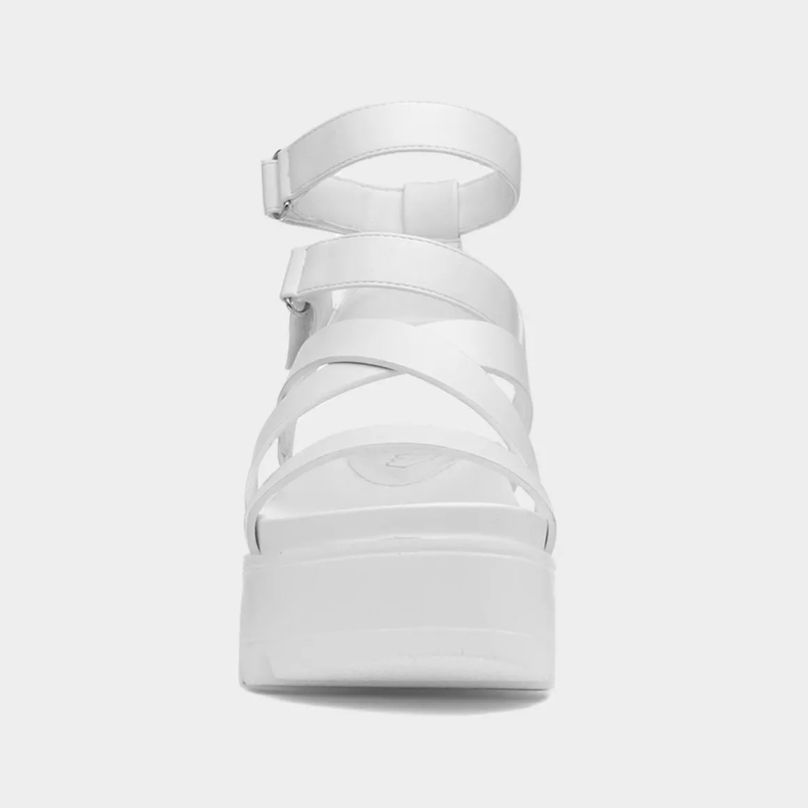 Heart Cynthia Womens White Strappy Chunky Sandal