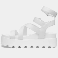 Heart Cynthia Womens White Strappy Chunky Sandal