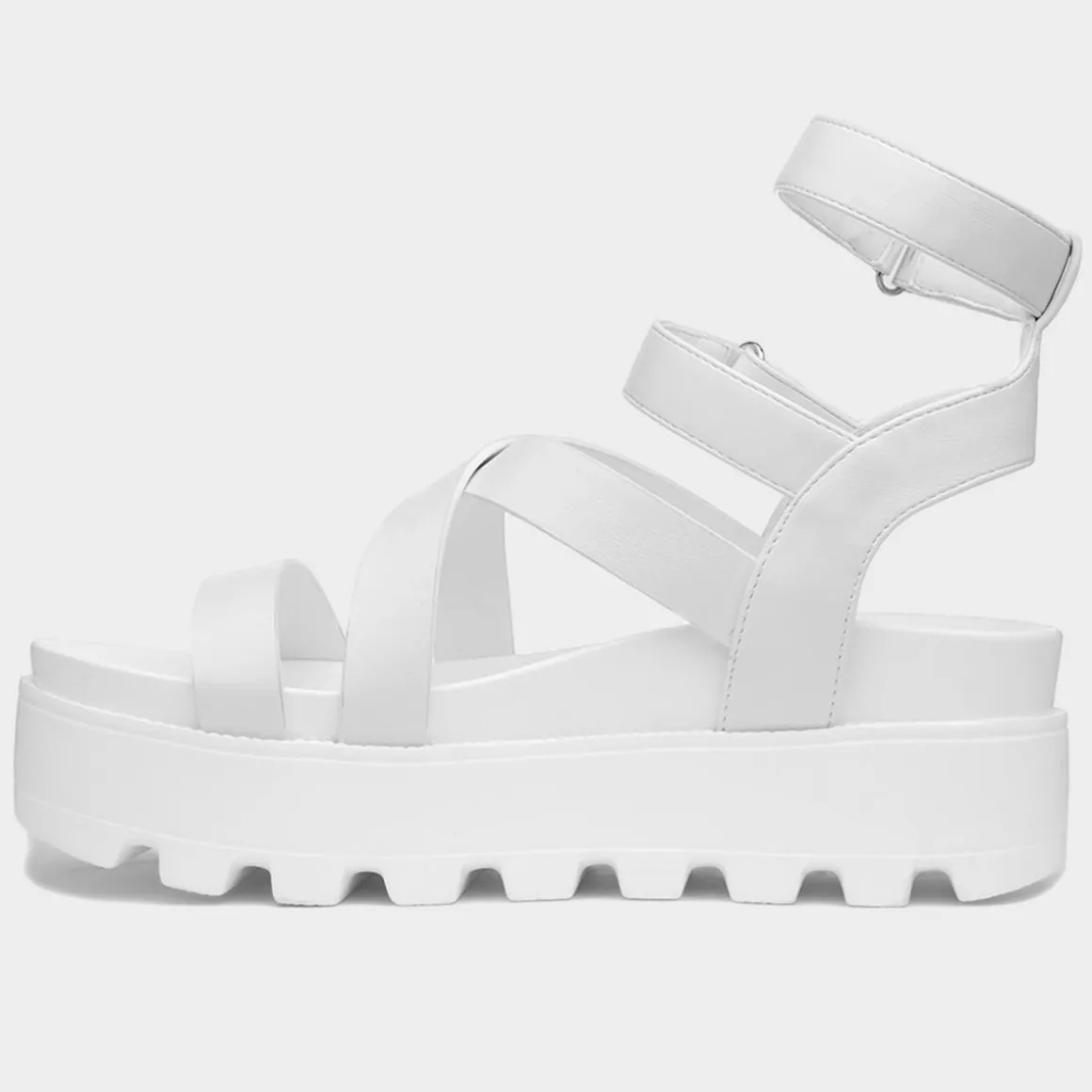 Heart Cynthia Womens White Strappy Chunky Sandal