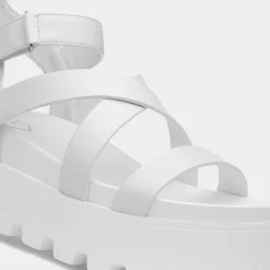 Heart Cynthia Womens White Strappy Chunky Sandal