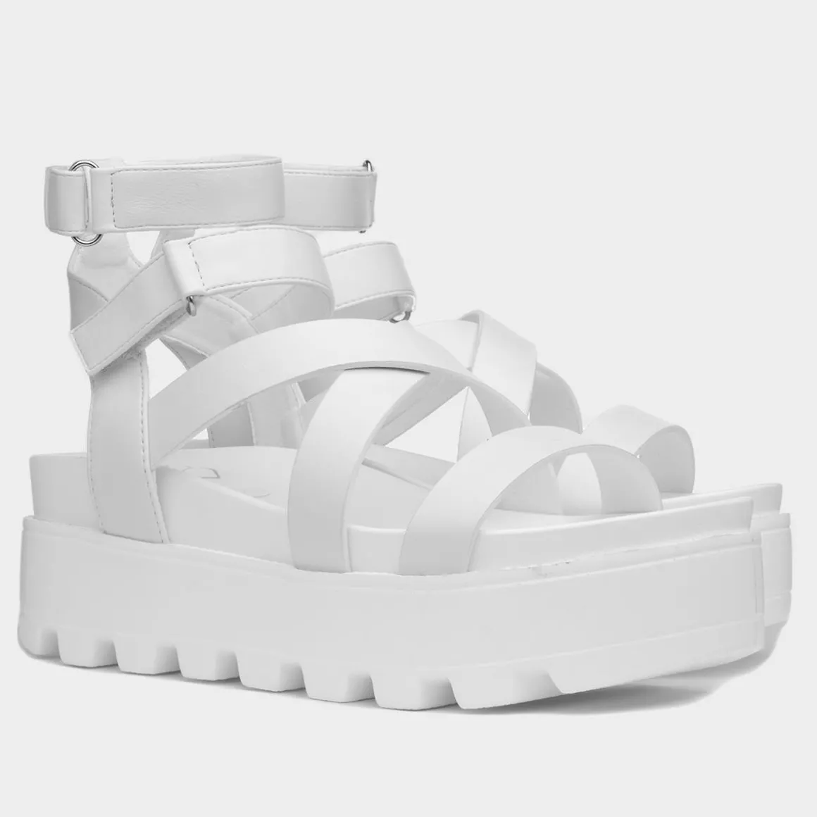Heart Cynthia Womens White Strappy Chunky Sandal