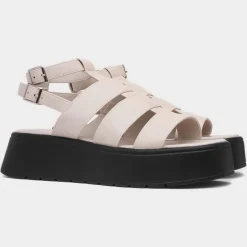 Heart Kenya Womens Beige Flatform Sandal