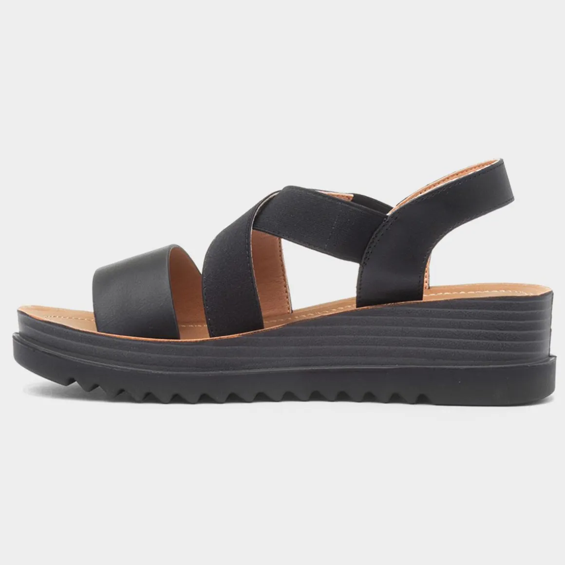 Heavenly Feet Abel Womens Black Wedge Sandal