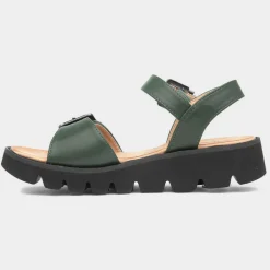 Heavenly Feet Alberta Womens Green Buckle Sandal
