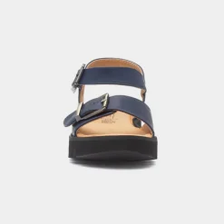 Heavenly Feet Alberta Womens Navy Buckle Sandal