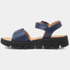 Heavenly Feet Alberta Womens Navy Buckle Sandal
