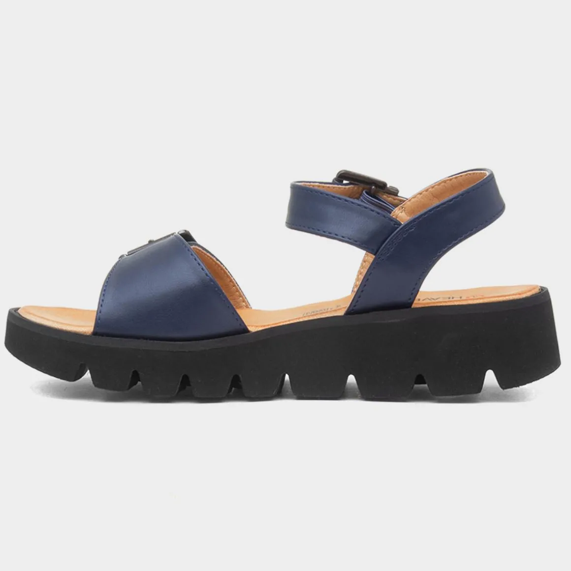 Heavenly Feet Alberta Womens Navy Buckle Sandal