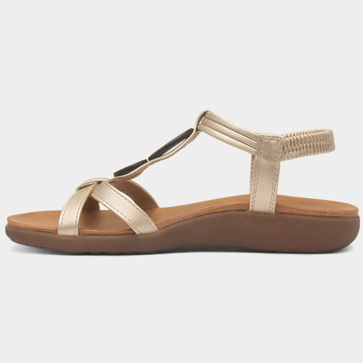 Heavenly Feet Alison Womens Gold Sandal