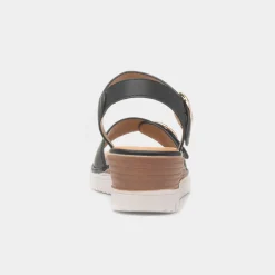 Heavenly Feet Concord Womens Black Wedge Sandal