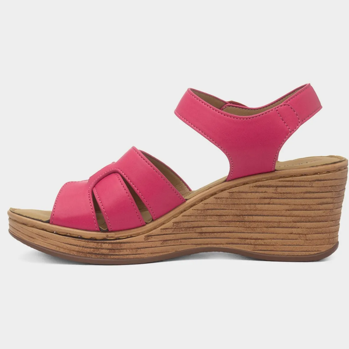 Heavenly Feet Dizzy Womens Pink Wedge Sandal