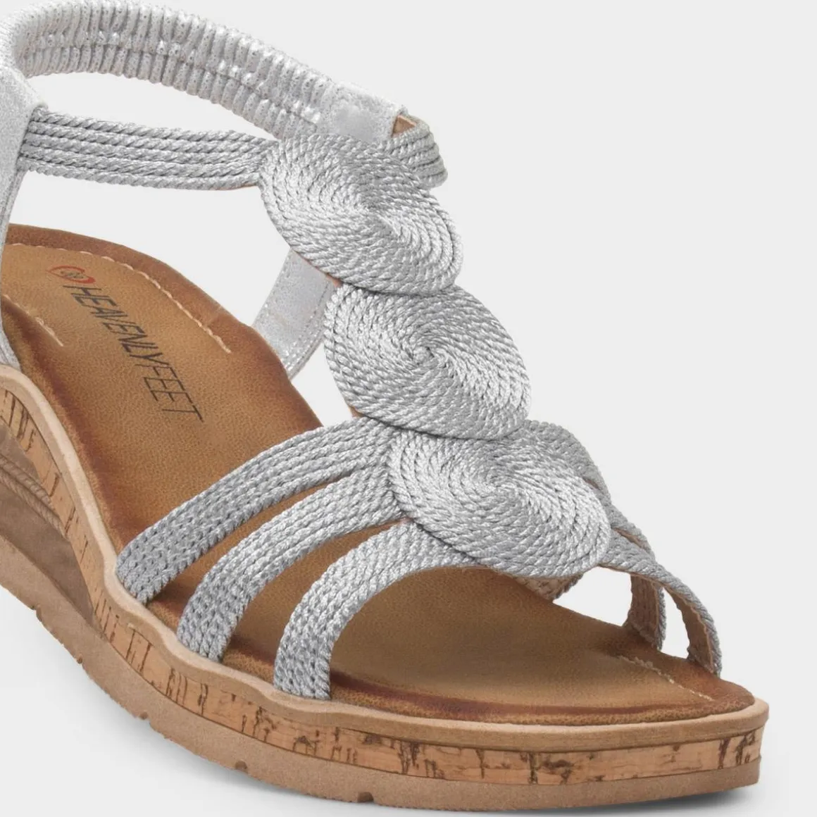 Heavenly Feet Glynis Womens Silver Wedge Sandal