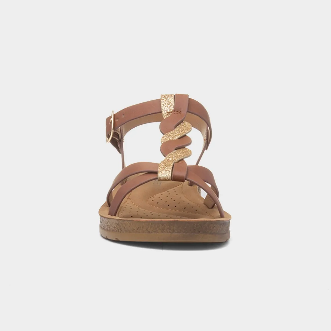 Heavenly Feet Hay Womens Tan Buckle Sandal