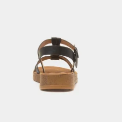 Heavenly Feet Hay Womens Black Wedge Sandal