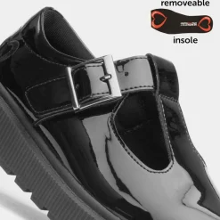Heavenly Feet Holly Girls Black Patent T-Bar Shoe