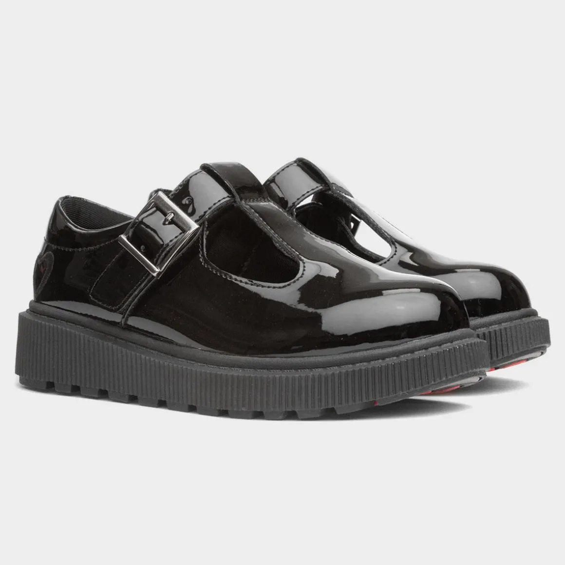 Heavenly Feet Holly Girls Black Patent T-Bar Shoe