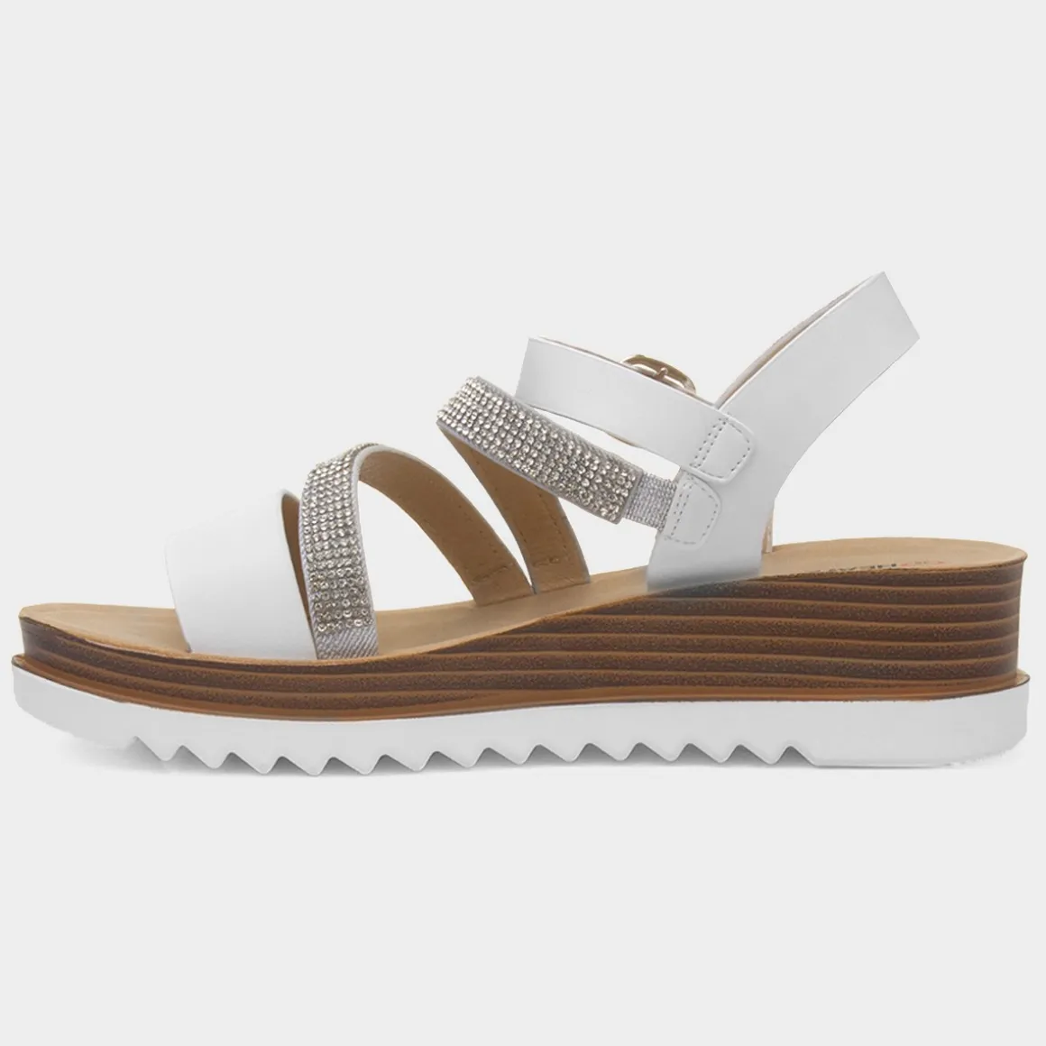 Heavenly Feet Janice Womens Wedge Diamante Sandal