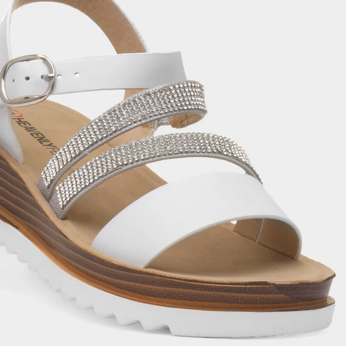 Heavenly Feet Janice Womens Wedge Diamante Sandal