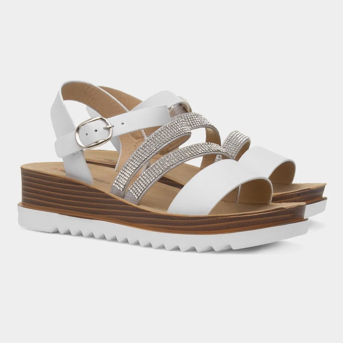 Heavenly Feet Janice Womens Wedge Diamante Sandal