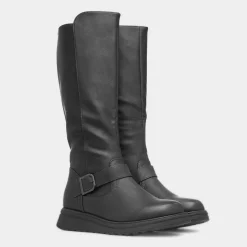 Heavenly Feet Linoa Womens Black Long Leg Boot