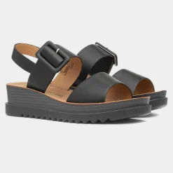 Heavenly Feet Pistachio Womens Black Wedge Sandal