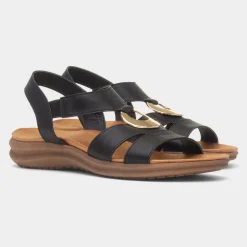 Heavenly Feet Trace Womens Black Sandal