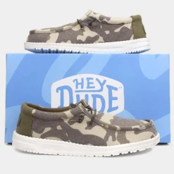 HEY DUDE Wally Washed Mens Camo Lightweight Canvas