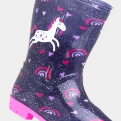 Hurricane Girl's Blue Glitter Unicorn Welly