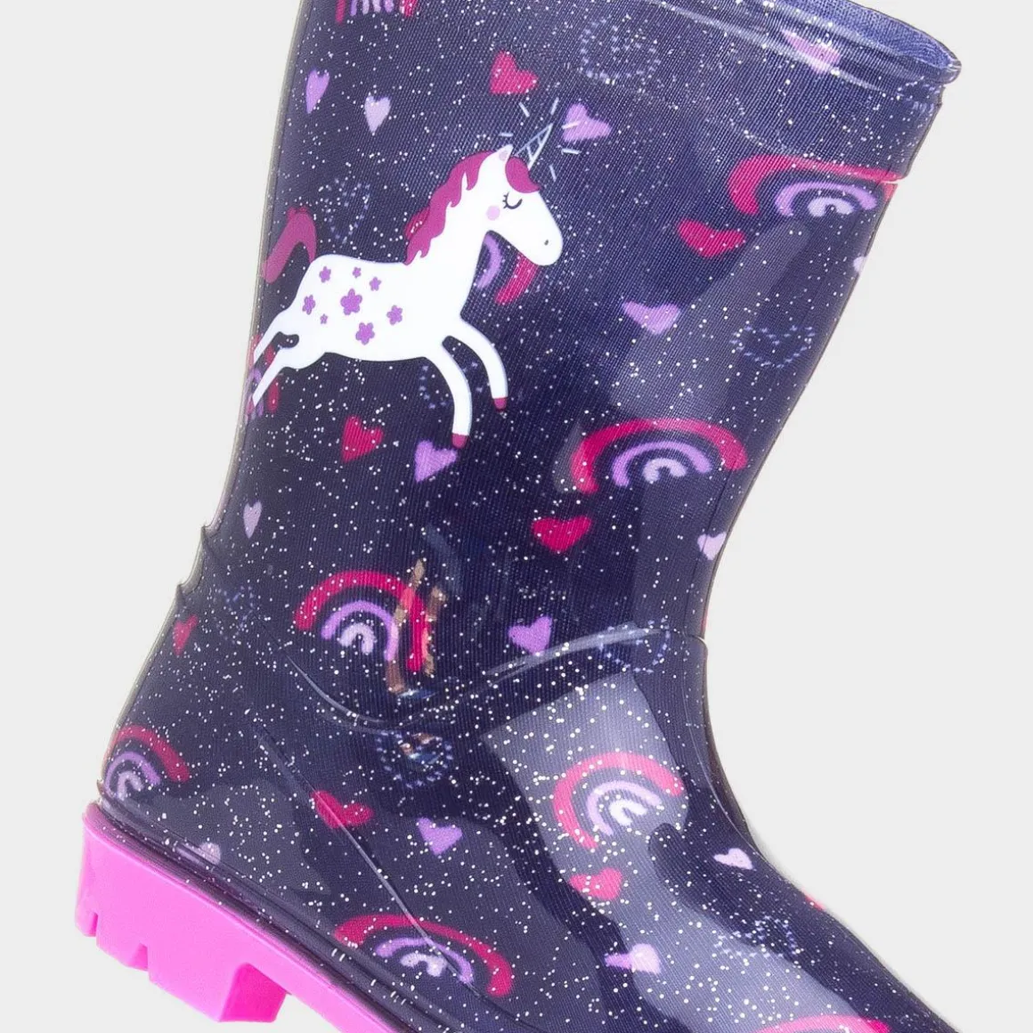 Hurricane Girl's Blue Glitter Unicorn Welly