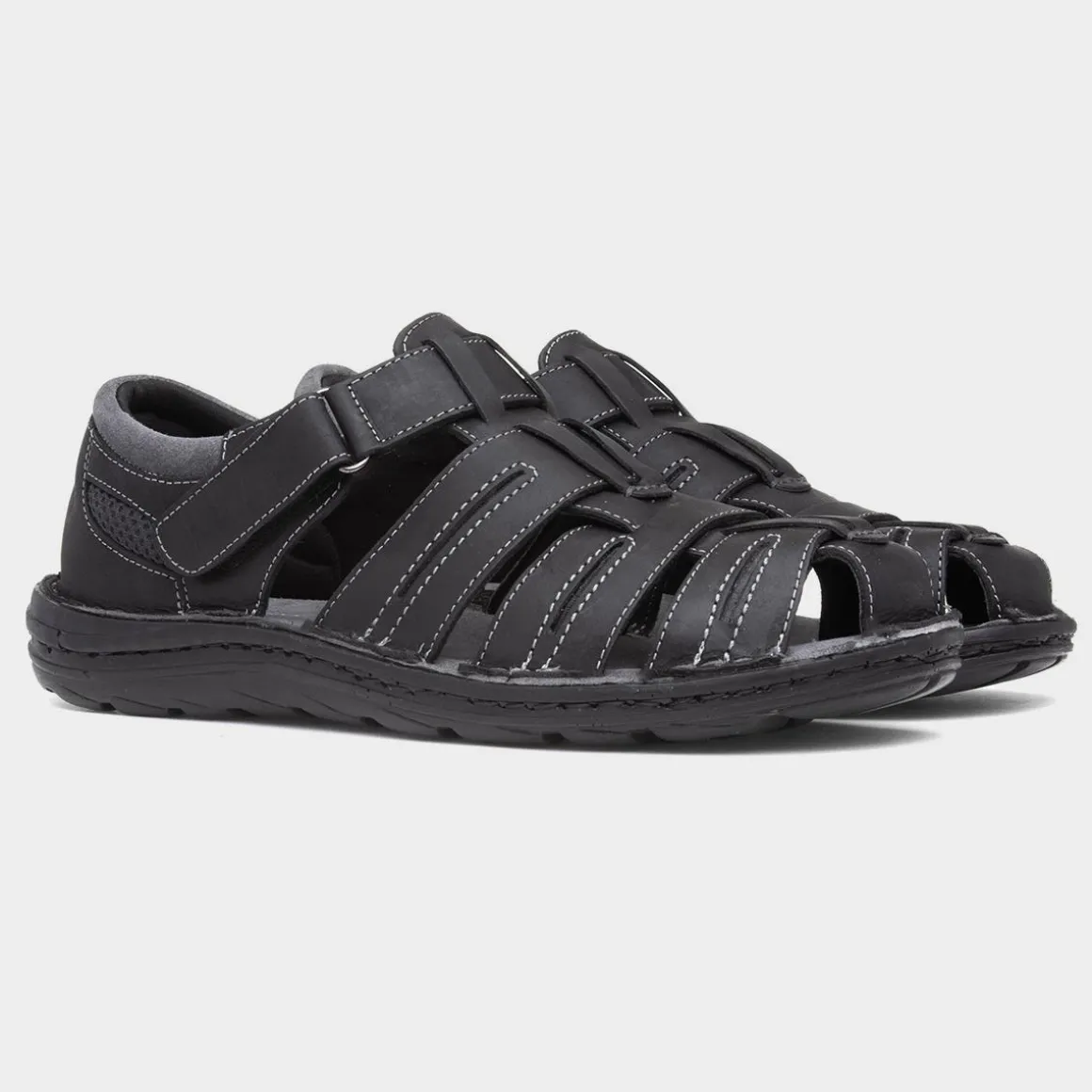 Hush Puppies Albert Mens Black Fisherman Sandal