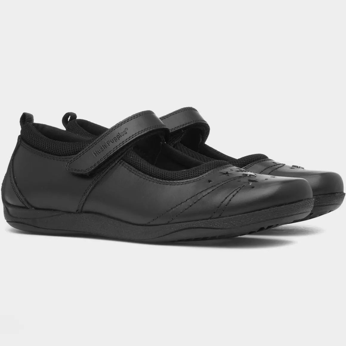 Hush Puppies Amber Girls Black Leather Shoe