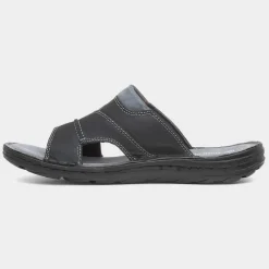 Hush Puppies Archer Mens Black Leather Mule Sandal