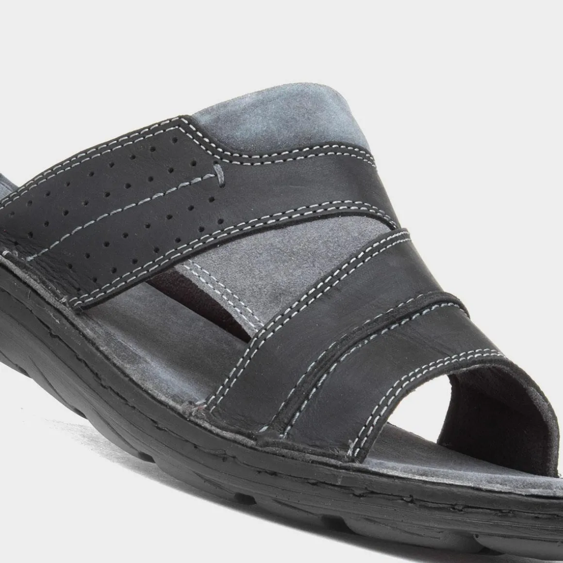 Hush Puppies Archer Mens Black Leather Mule Sandal