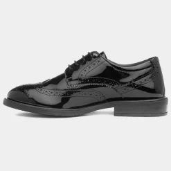 Hush Puppies Charlotte Womens Black Patent Brogue