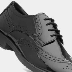 Hush Puppies Charlotte Womens Black Patent Brogue