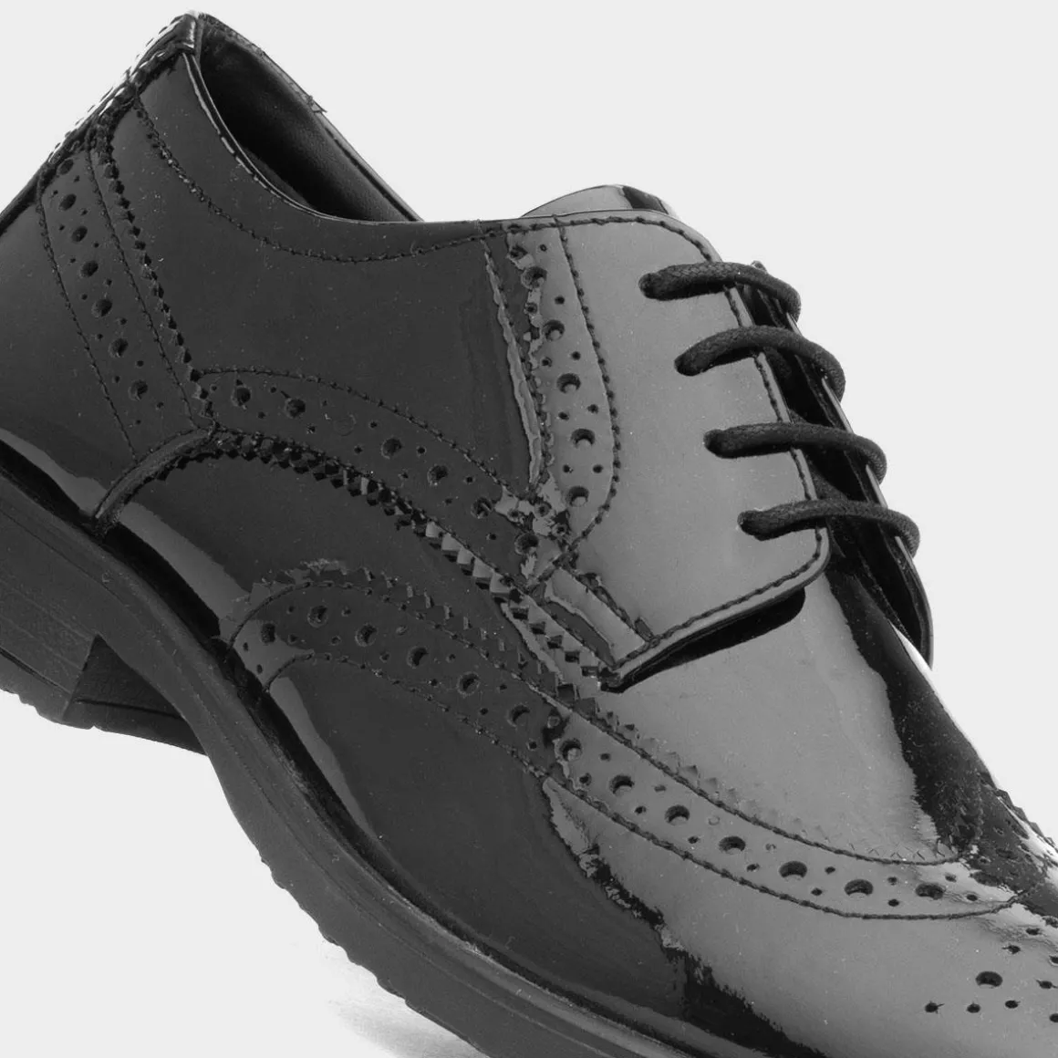 Hush Puppies Charlotte Womens Black Patent Brogue