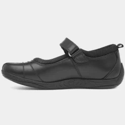 Hush Puppies Clara Girls Black Leather School Shoe