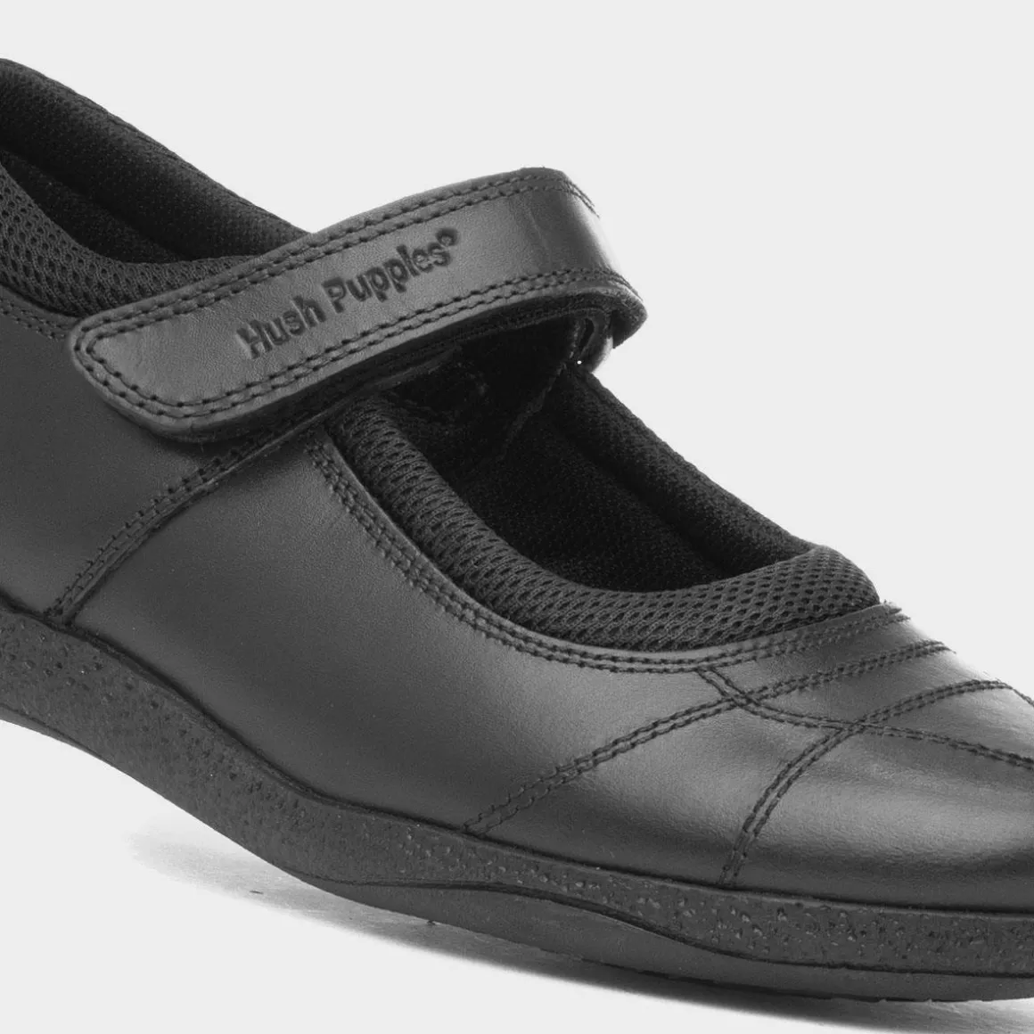 Hush Puppies Clara Girls Black Leather School Shoe