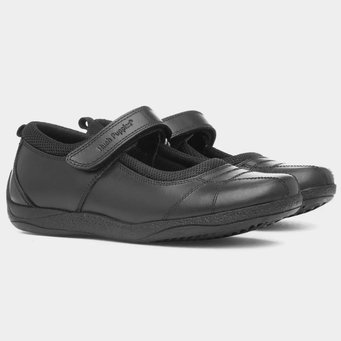 Hush Puppies Clara Girls Black Leather School Shoe
