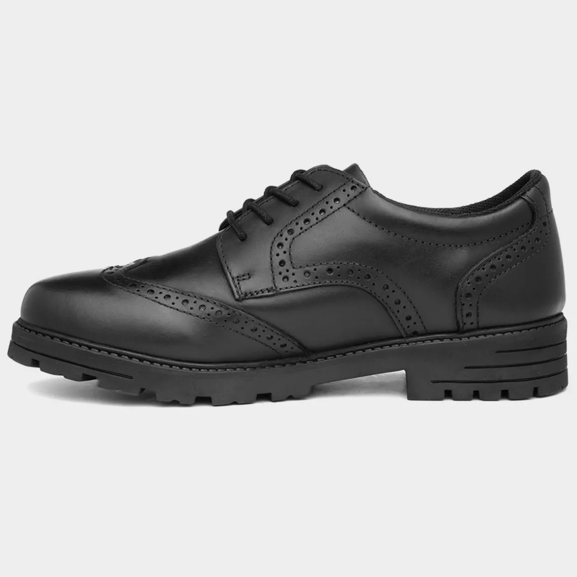 Hush Puppies Darcy Girls Black Leather Brogue