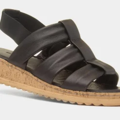 Hush Puppies Eden Womens Black Leather Sandal
