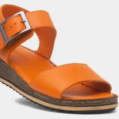 Hush Puppies Ellie Womens Orange Leather Sandal